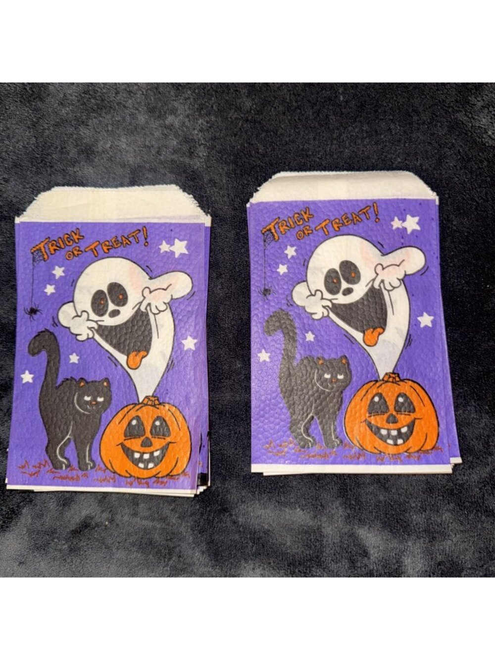 Lot Of 10 Vintage Ghost Black Cat Halloween Trick Treat Bags 1980s Ephemera